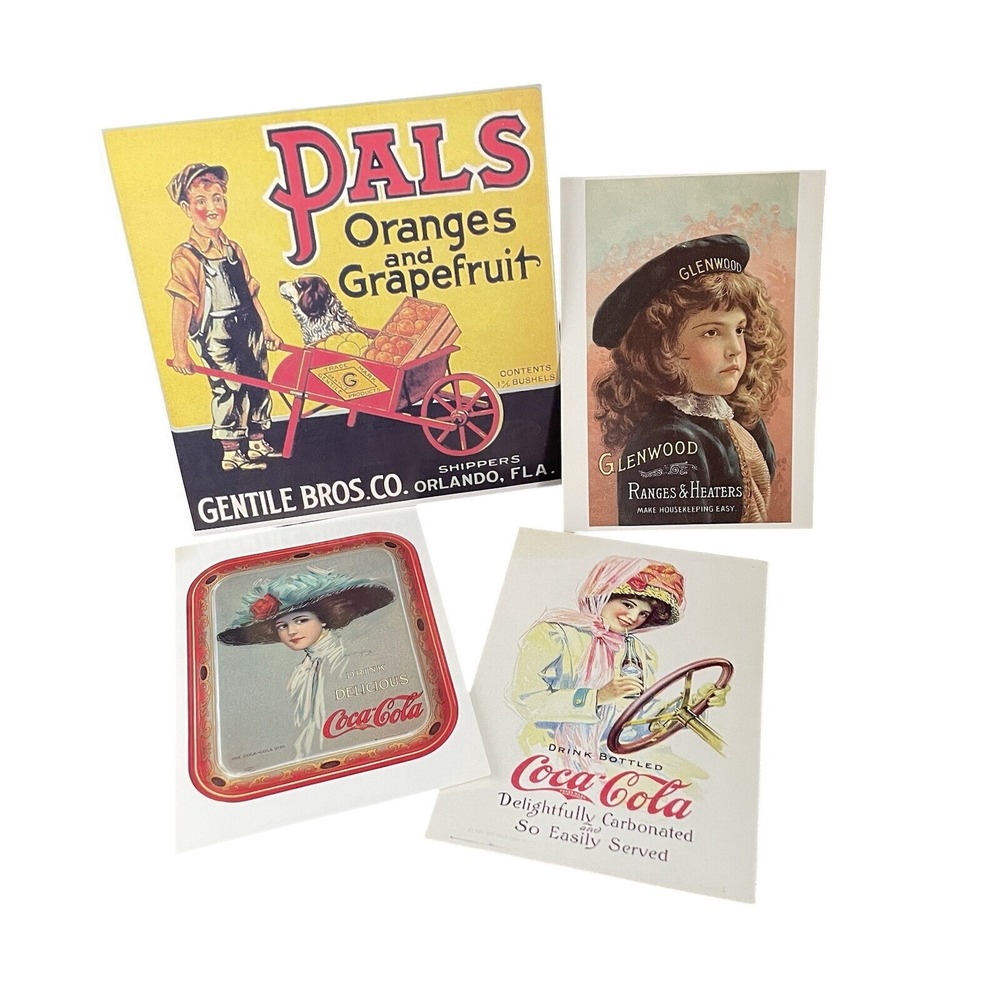 Vintage Inspired Advertising Postcard Set Citrus‎ Coca Cola Glenwood, 4 Pieces